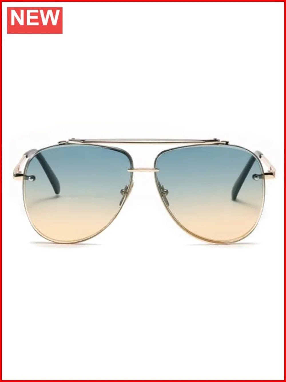 Oversized Aviator Sunglasses Metal Frame Gradient Lenses UV Protection
